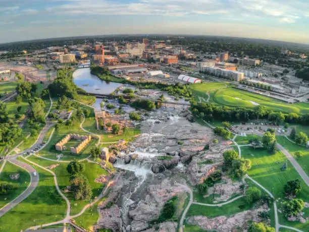 Photo of Summer Aerial View of Sioux Falls, The largest City in the State of South Dakota