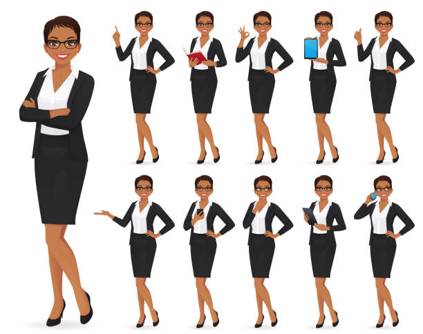 ilustrações de stock, clip art, desenhos animados e ícones de businesswoman character set - business woman