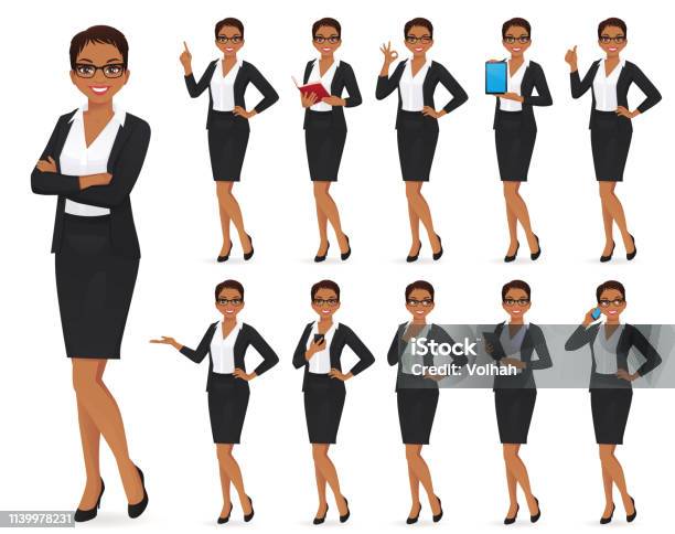 Businesswoman Character Set Stock Illustration - Download Image Now - Characters, Women, Businesswoman