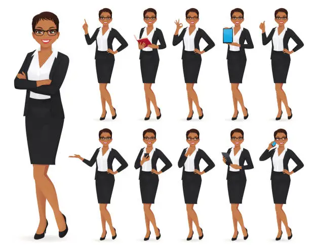 Vector illustration of Businesswoman character set