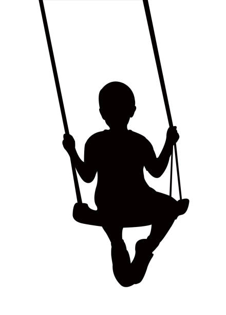 ilustrações de stock, clip art, desenhos animados e ícones de boy swinging silhouette vector - swinging