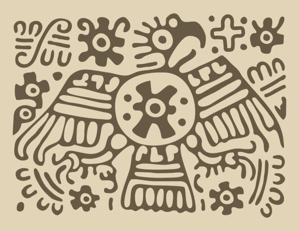 illustrazioni stock, clip art, cartoni animati e icone di tendenza di tolteca s aquila - aquila immagine