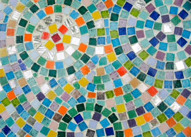 istock Colorful small square  mosaics in circular form.   Latin American texture. 1139979486