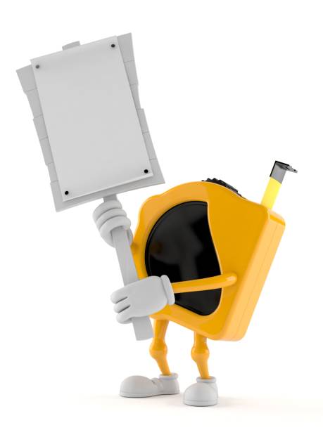 istock Measure tape character holding protest sign 1139979554