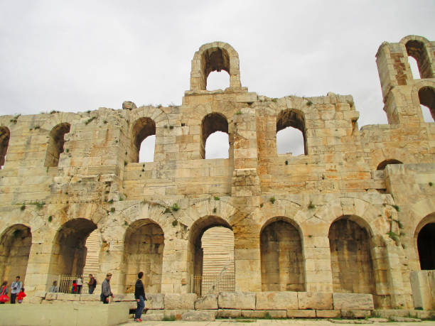 그리스 아테네 아크로폴리스 (3 월 24 일 2016)의 헤로 데 애 티커 스 극장의 외관 - herodes atticus 뉴스 사진 이미지