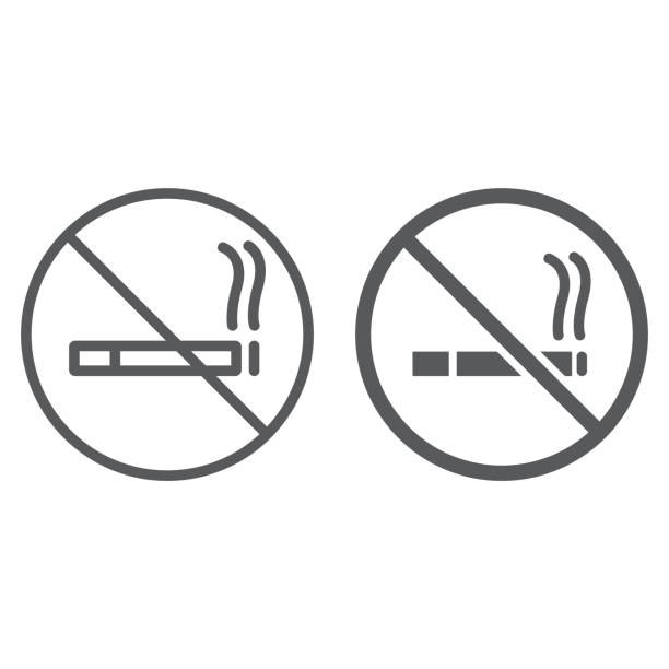 No smoking line and glyph icon, forbidden and stop, no cigarette sign, vector graphics, a linear pattern on a white background. No smoking line and glyph icon, forbidden and stop, no cigarette sign, vector graphics, a linear pattern on a white background, eps 10. stop narcotics stock illustrations