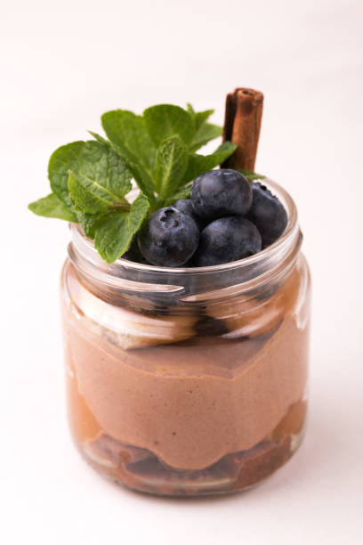istock Cake dessert. Chocolate mousse with blueberry, mint and cinnamon 1139987319