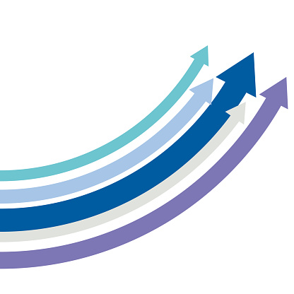 Arrow rising toward same direction success concept illustration