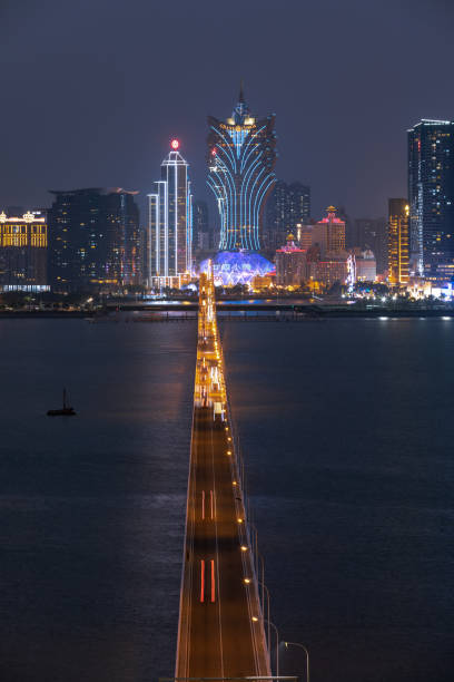 Night view of Macau's commercial and financial district