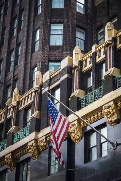 American flag on a building in New York