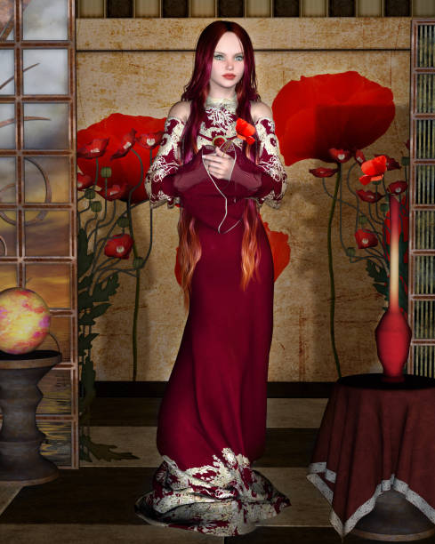 istock Beautiful lady in red dress 1140004952