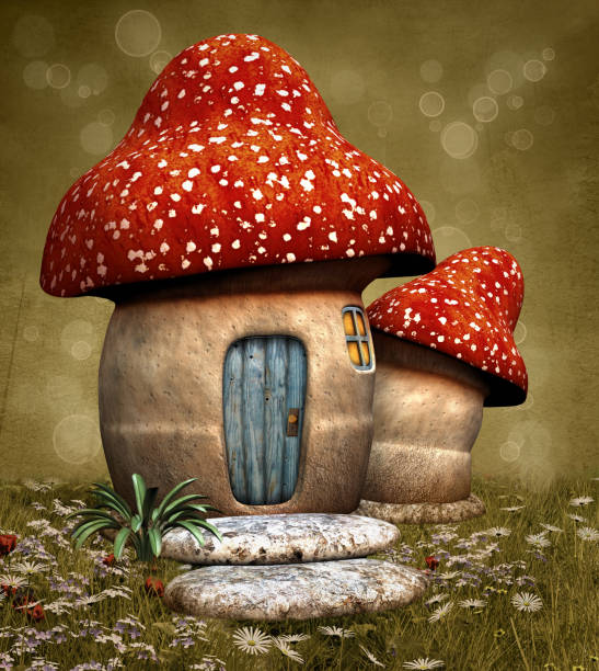 istock Red toxic mushrooms as an elf house 1140005128