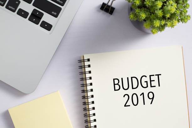 istock Top view of office desktop with Budget 2019 Concept 1140005526