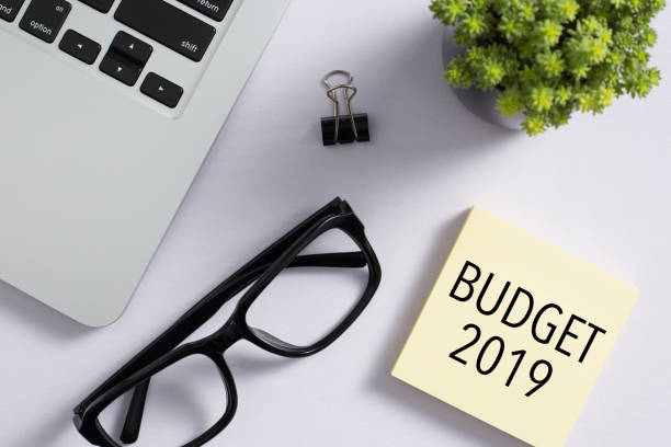 istock Top view of office desktop with Budget 2019 Concept 1140005551