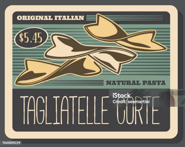 Tagliatelle Corte Italian Pasta Vector Stock Illustration - Download Image Now - Pasta, Retro Style, Baked Pastry Item