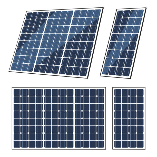 sonnenkollektoren mit sonnenenergie, ökoproakku - solar power station solar energy sun clean stock-grafiken, -clipart, -cartoons und -symbole