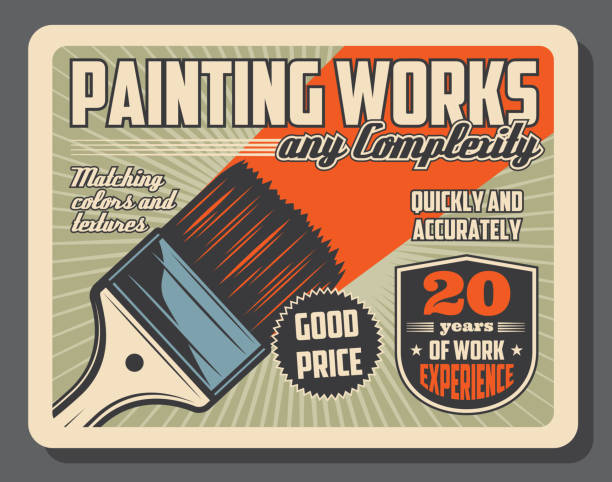 ilustrações de stock, clip art, desenhos animados e ícones de brush and paint, painting tool equipment - restoring art painting artist