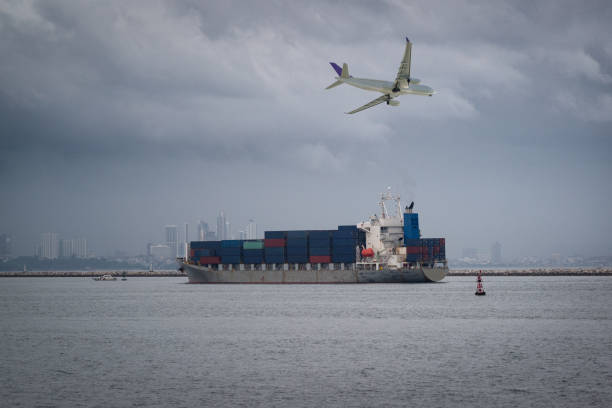 istock International Container Cargo ship in the ocean while bad weather 1140014075