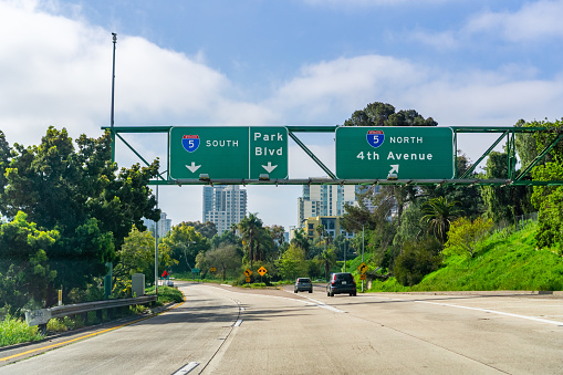 Driving towards downtown San Diego, south California