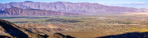 Panoramic view towards Borrego Springs and Anza Borrego Desert State Park during spring, south California Panoramic view towards Borrego Springs and Anza Borrego Desert State Park during spring, south California borrego springs photos stock pictures, royalty-free photos & images