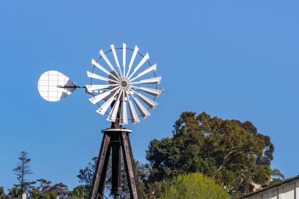 istock Old water pumping windmill, California 1140015331