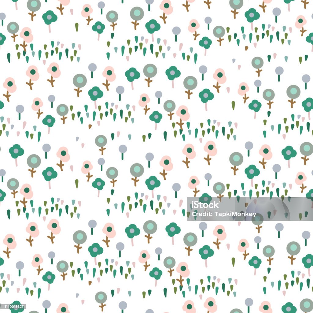 Small meadow flowers seamless vector pattern. Abstract repeat floral print illustration. Small meadow flowers seamless vector pattern. Abstract repeat floral print illustration wrap texture. Abstract stock vector