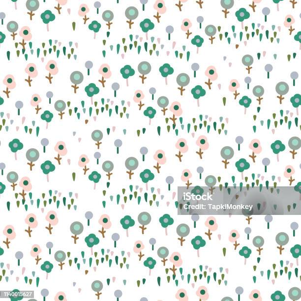 Small Meadow Flowers Seamless Vector Pattern Abstract Repeat Floral Print Illustration Stock Illustration - Download Image Now