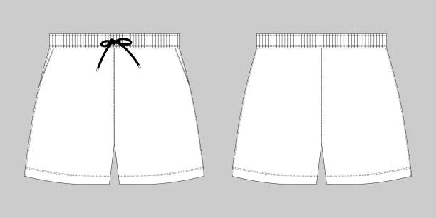 ilustrações de stock, clip art, desenhos animados e ícones de technical sketch sport shorts pants design template. - shorts