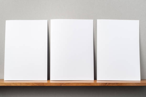 front view of 3 A4 magazine stand on bookshelf