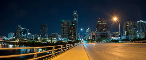 istock Panoramic View of Downtown Austin at Night From Congress Ave 1140034479