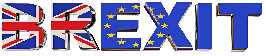 brexit word text english european flag  isolated 3d rendering