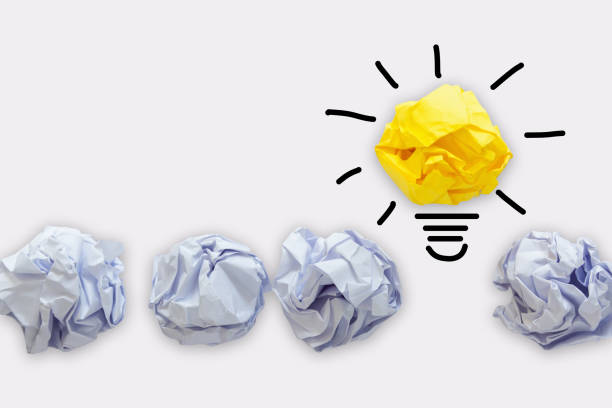 istock Creative Idea of Power Thinking Concept, Paper Lightbulb Design With Graphic Drawing Stroke Line. Brainstorming Inspiration and Business Strategies Concept 1140037443