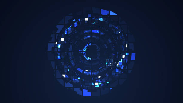 istock Abstract blue cyber circle digital technology background. Internet futuristic concept. 1140040797