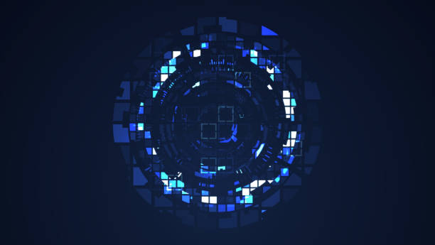 istock Abstract blue cyber circle digital technology background. Internet futuristic concept. 1140040805