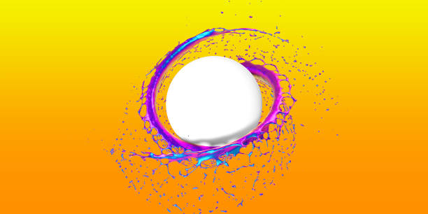 istock 3D Render, splash ink liquid metal in cicle white background gradient orange and yellow 1140046217