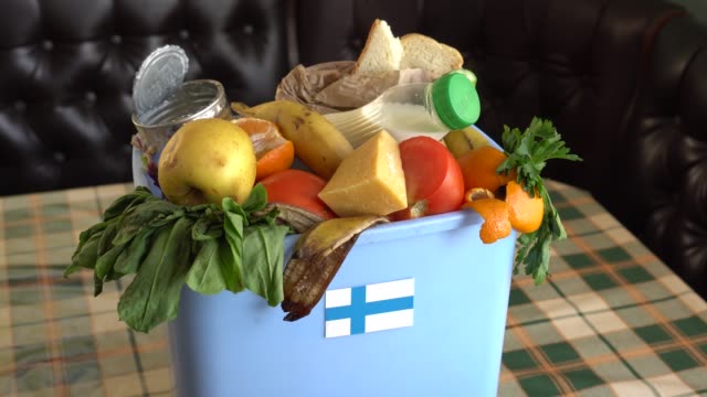 Food waste in Trash Can. The problem of food waste in Finland