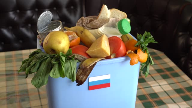 Food waste in Trash Can. The problem of food waste in Russia