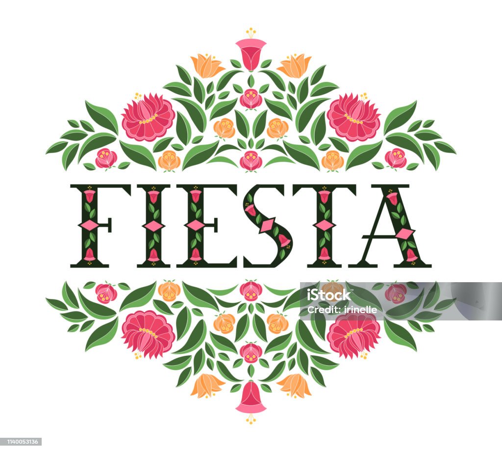 Ilustración de Vector De Ilustración Fiesta Mexicana Fondo Floral Con  Patrón De Flores De Adorno Tradicional México Bordado y más Vectores Libres  de Derechos de Cultura mexicana - iStock