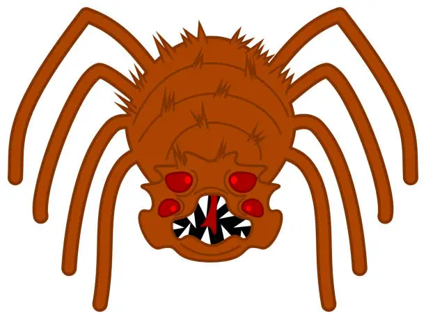 Vector illustration of an orange and very scary spider