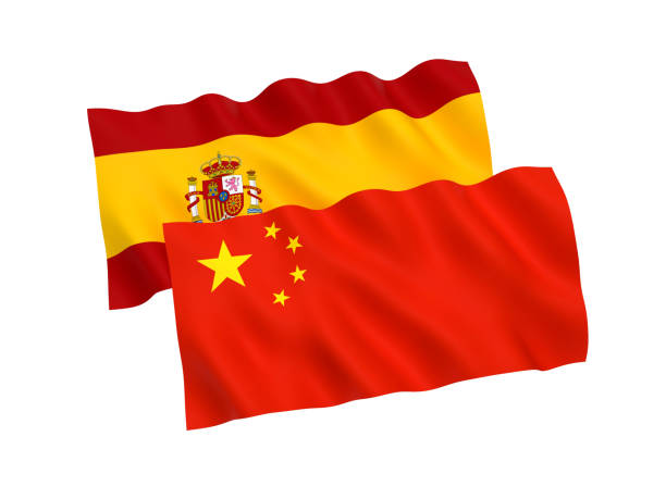 istock Flags of Spain and China on a white background 1140055225