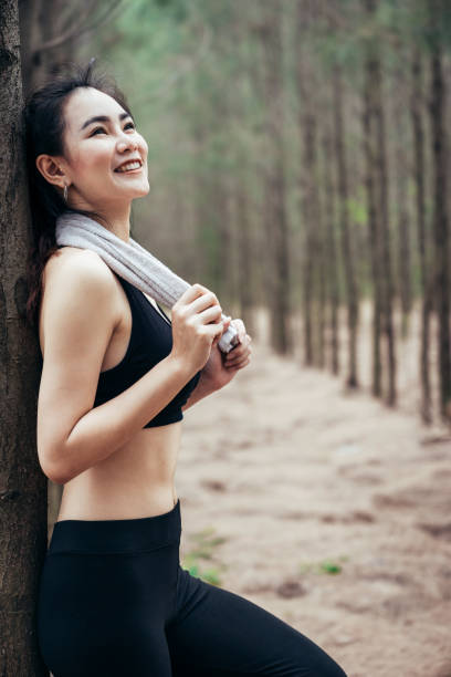 istock Asian girl is exercising at the weekend 1140055234