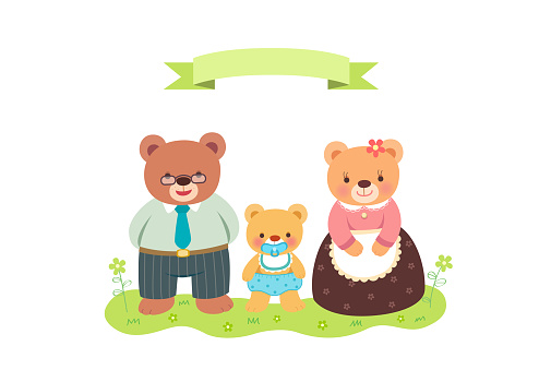 Bear,family,father,mother,baby,animal,lifestyle,nature,ribbon,illustration,background
