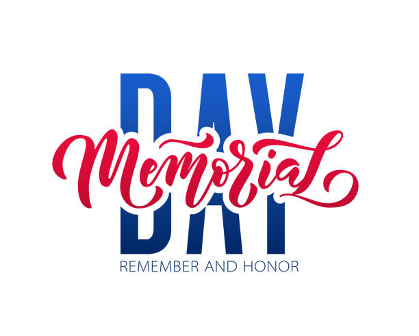 Memorial Day. Remember and honor. Vector illustration Hand drawn text lettering with stars for Memorial Day in USA. Memorial Day. Remember and honor. Vector illustration Hand drawn text lettering with stars for Memorial Day in USA. Script. Calligraphic design for print greetings card, sale banner, poster. Colorful memorial day weekend stock illustrations