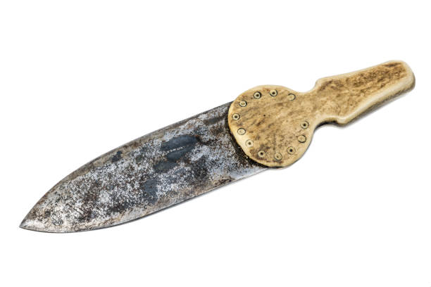 istock Indian hand-forged knife with bone handle isolated on white 1140059865