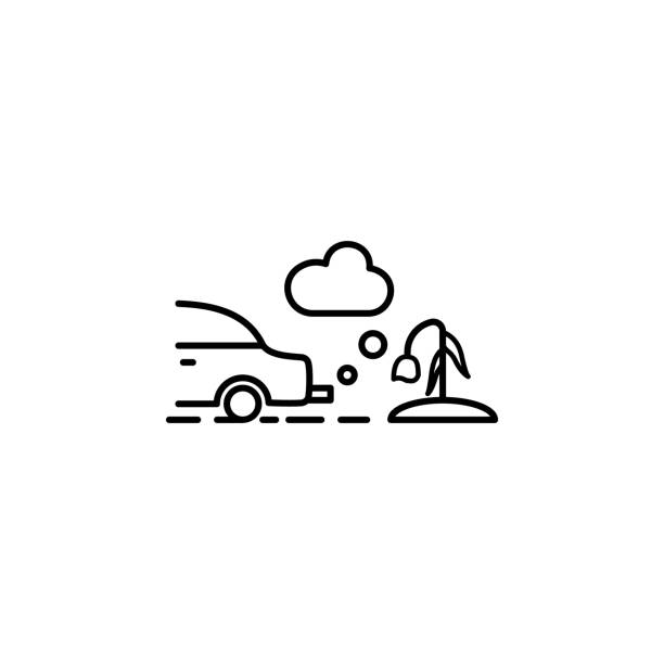 auto, rauchwolken, blasse blumensymbol. element des auto schädliche gase-ikone für mobile konzept-und web-apps. detailliertes auto, rauchwolken, blasse blumensymbol kann für web und handy verwendet werden - c02 stock-grafiken, -clipart, -cartoons und -symbole