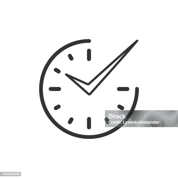 Real Time Icon In Flat Style Clock Vector Illustration On White Isolated Background Watch Business Concept Stock Illustration - Download Image Now