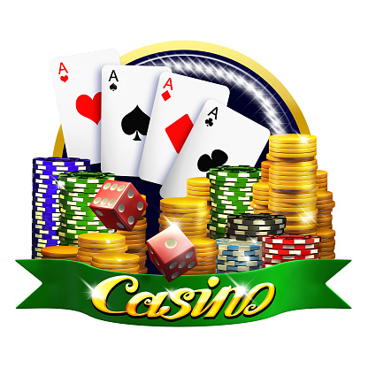3d Illustration of casino chips and roulette. isolated on white