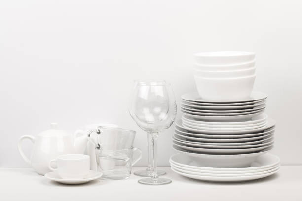 istock Set of white dishes . table wear - Image 1140068835