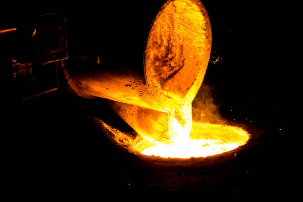 istock metal casting process with red high temperature fire in metal part factory 1140068871