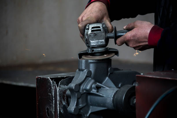 istock Close up of CNC machine at work 1140068897